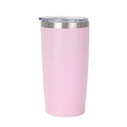 Light Pink 20 OZ Double Wall Stainless Steel Vacuum Insulated Tumbler Coffee Travel Mug With Lid, Durable Powder Coated Insulated Coffee Cup for Cold & Hot Drinks