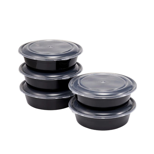 1 Litter Round Meal Prep Food Storage Container, 5 Pack