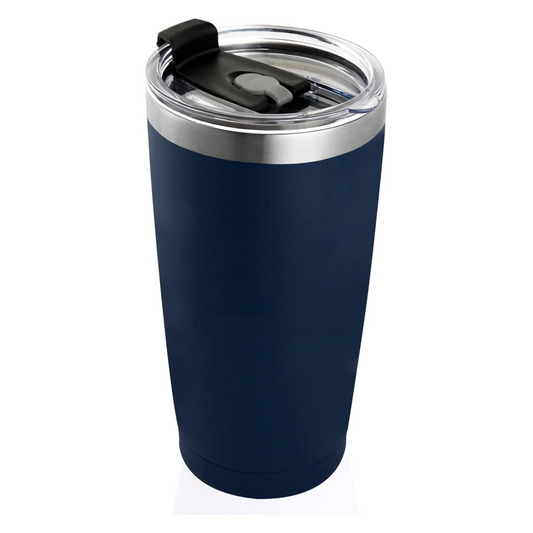 Navy Blue 20 OZ Double Wall Stainless Steel Vacuum Insulated Tumbler Coffee Travel Mug With Lid, Durable Powder Coated Insulated Coffee Cup for Cold & Hot Drinks