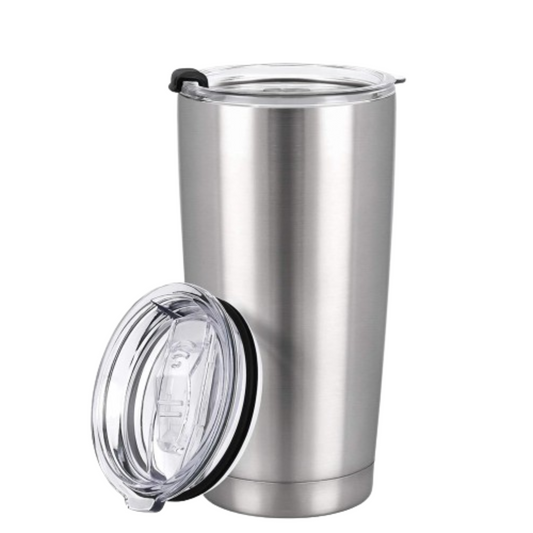 Silver 20 OZ Double Wall Stainless Steel Vacuum Insulated Tumbler Coffee Travel Mug With Lid, Durable Powder Coated Insulated Coffee Cup for Cold & Hot Drinks