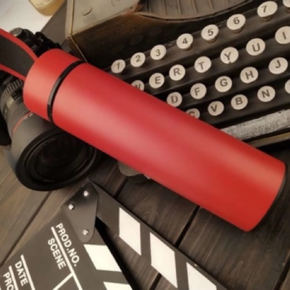 LED Touch Stainless Steel Insulated Water Bottle - Red/500ML