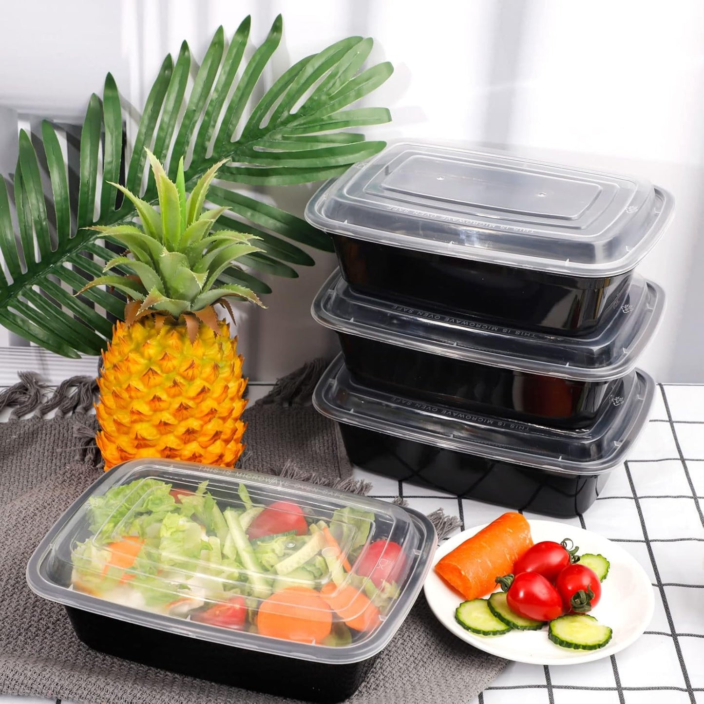 10 Piece Meal Prep Food Storage Containers, Black