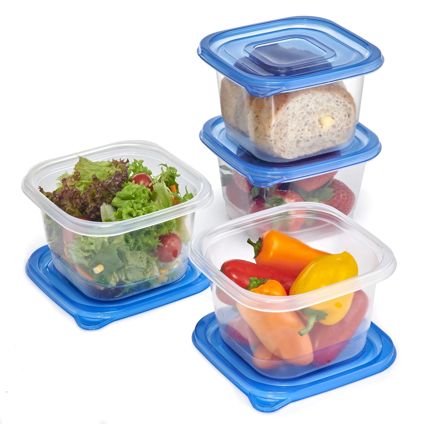 Square 4 Pack 4.4 Cup Plastic Food Storage Container