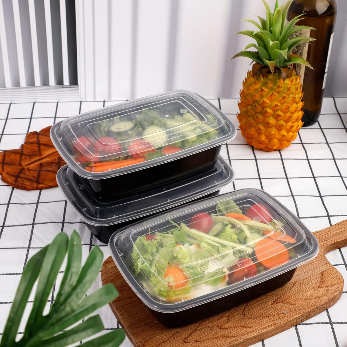 10 Piece Meal Prep Food Storage Containers, Black