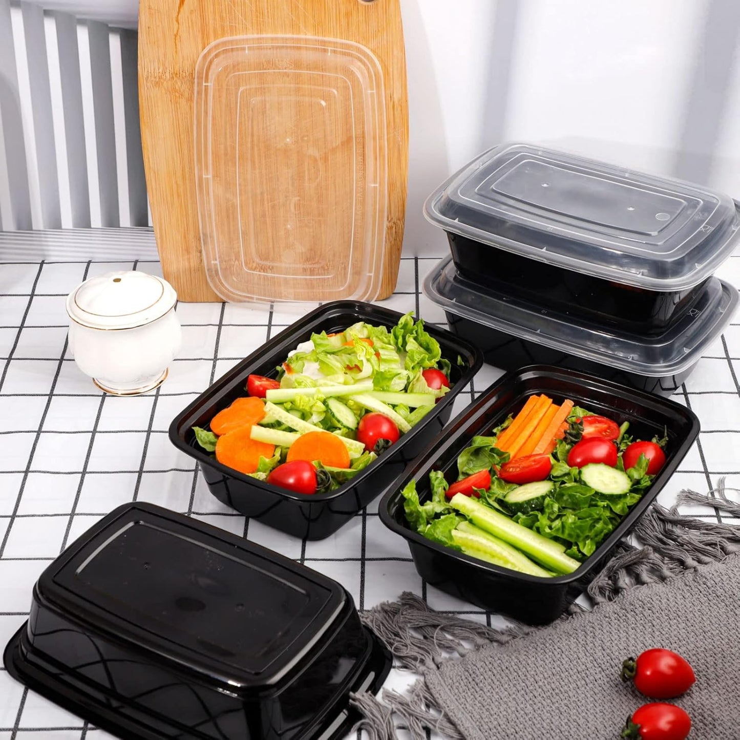 10 Piece Meal Prep Food Storage Containers, Black