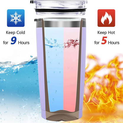 Lavender 20 OZ Double Wall Stainless Steel Vacuum Insulated Tumbler Coffee Travel Mug With Lid, Durable Powder Coated Insulated Coffee Cup for Cold & Hot Drinks