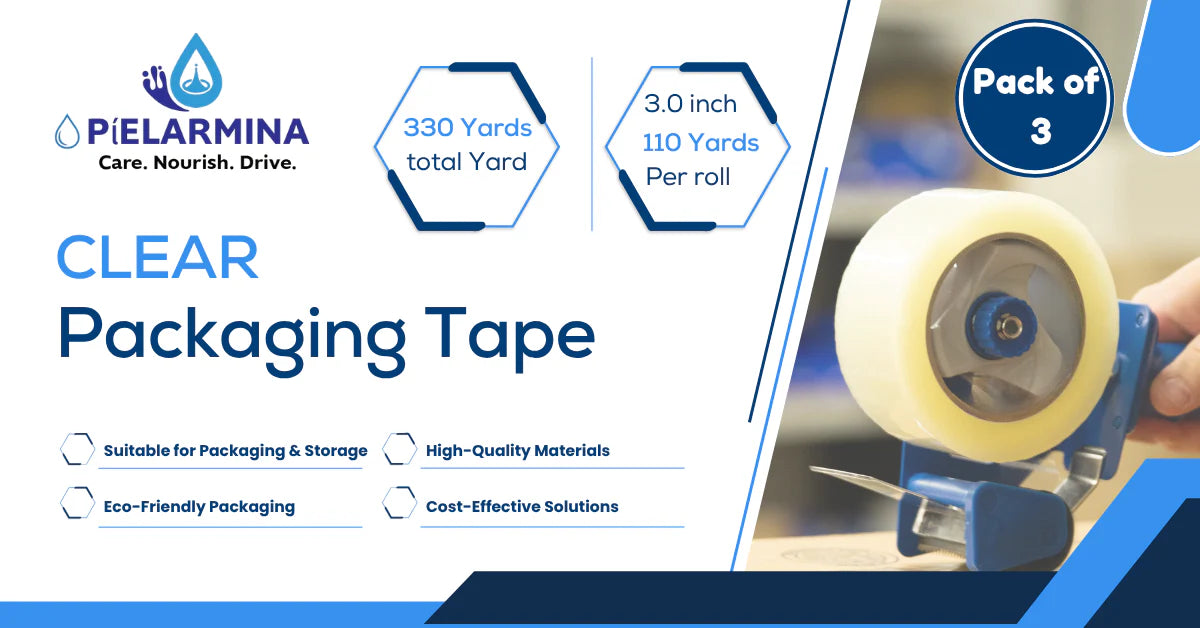 PÍELARMINA Clear Packing Tape – 3" Wide x 110 Yards (330ft) x 2.5 Mil or 0.06 Mm Thick – Heavy Duty Shipping Tape for Boxes & Moving, Strong Adhesive, Industrial Grade (Pack of 3, Total 330 Yards)