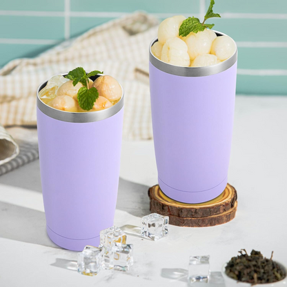 Lavender 20 OZ Double Wall Stainless Steel Vacuum Insulated Tumbler Coffee Travel Mug With Lid, Durable Powder Coated Insulated Coffee Cup for Cold & Hot Drinks