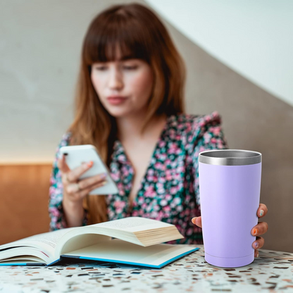 Lavender 20 OZ Double Wall Stainless Steel Vacuum Insulated Tumbler Coffee Travel Mug With Lid, Durable Powder Coated Insulated Coffee Cup for Cold & Hot Drinks