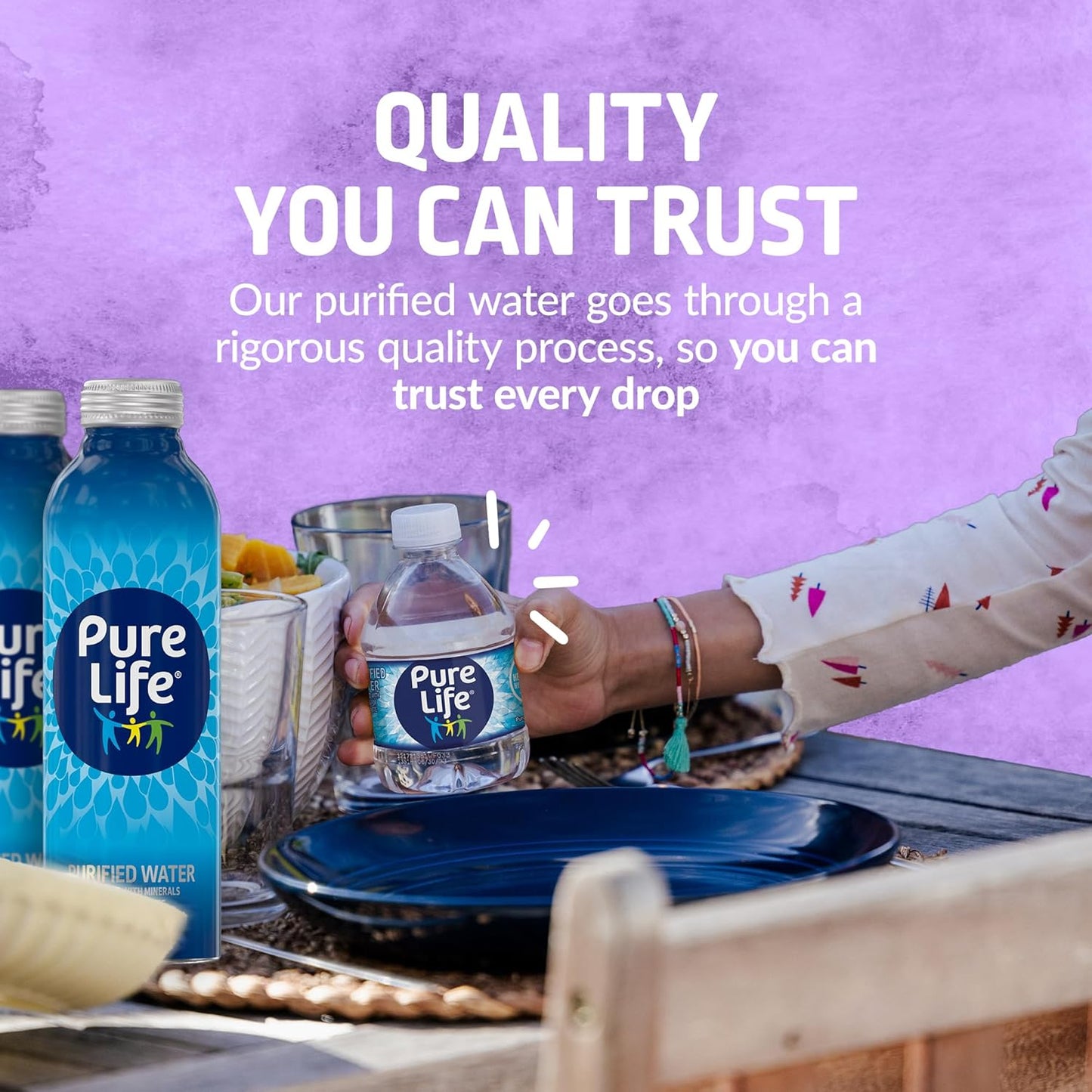Pure Life Purified Bottled Water, 3-Pack - Still Bottled Drinking Water Enhanced with Minerals for a Crisp Taste, Aluminum Bottles - 20 fl oz