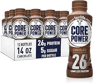Core Power Protein Shake, Chocolate, 26g Bottle, 14oz, 12 Pack