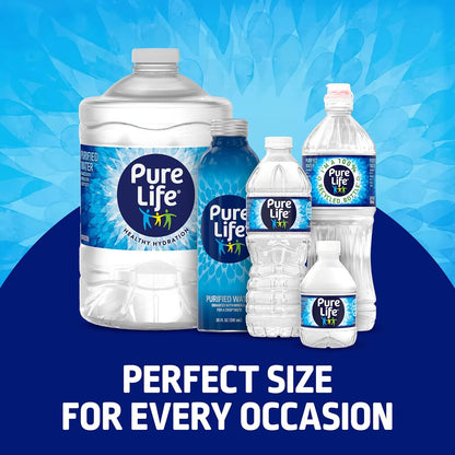 Pure Life Purified Bottled Water, 3-Pack - Still Bottled Drinking Water Enhanced with Minerals for a Crisp Taste, Aluminum Bottles - 20 fl oz