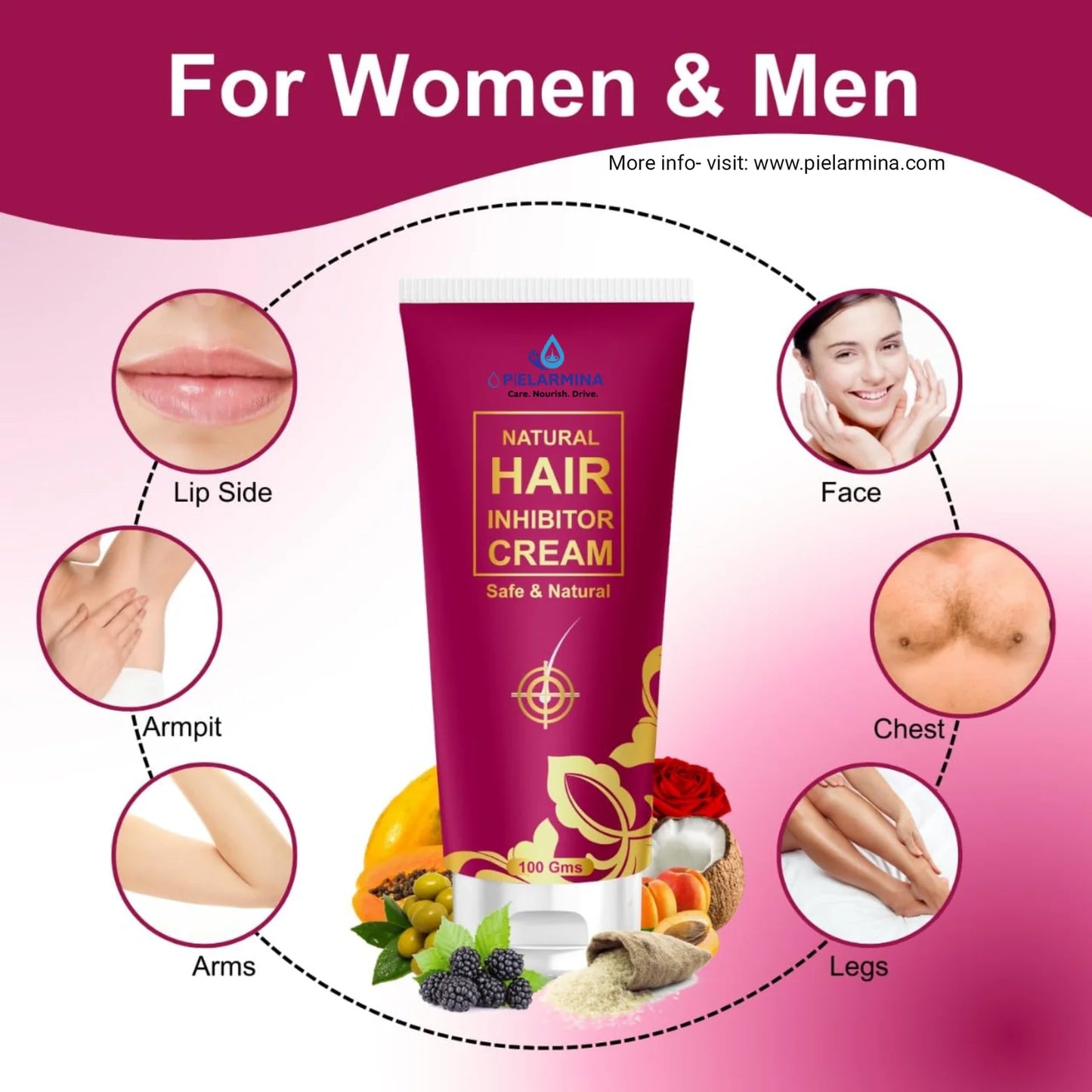 PÍELARMINA Hair Inhibitor Cream, Hair Inhibitor Permanent, Hair Inhibitor For Women, Hair Inhibitor Permanent Cream, Hair Inhibitor For Men (100 Gm)