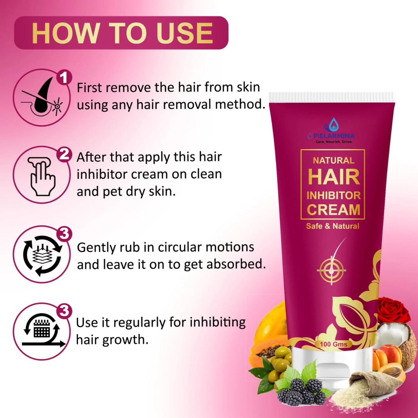 PÍELARMINA Hair Inhibitor Cream, Hair Inhibitor Permanent, Hair Inhibitor For Women, Hair Inhibitor Permanent Cream, Hair Inhibitor For Men (100 Gm)
