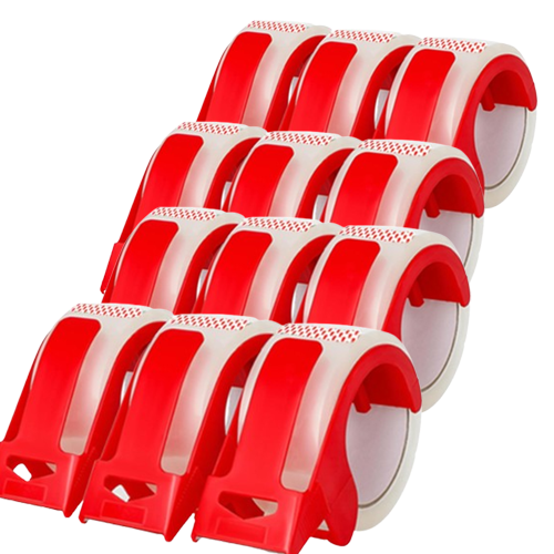 12 Roll Clear Packaging Tape + 12 Dispenser, 2 inch x 22 yards