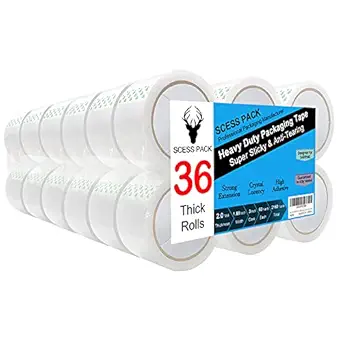 Clear Packing Tape 36 Rolls, Packing Tape Refills for Shipping Packaging Moving Sealing,1.88 Inch x 60 yd Per Roll,Total 2160 Yards (36 Rolls)